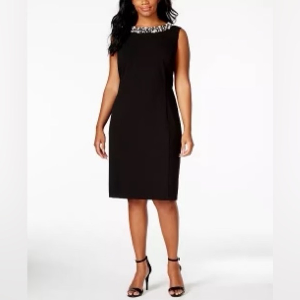 Calvin Klein beaded trim sheath dress in black

Size 20W